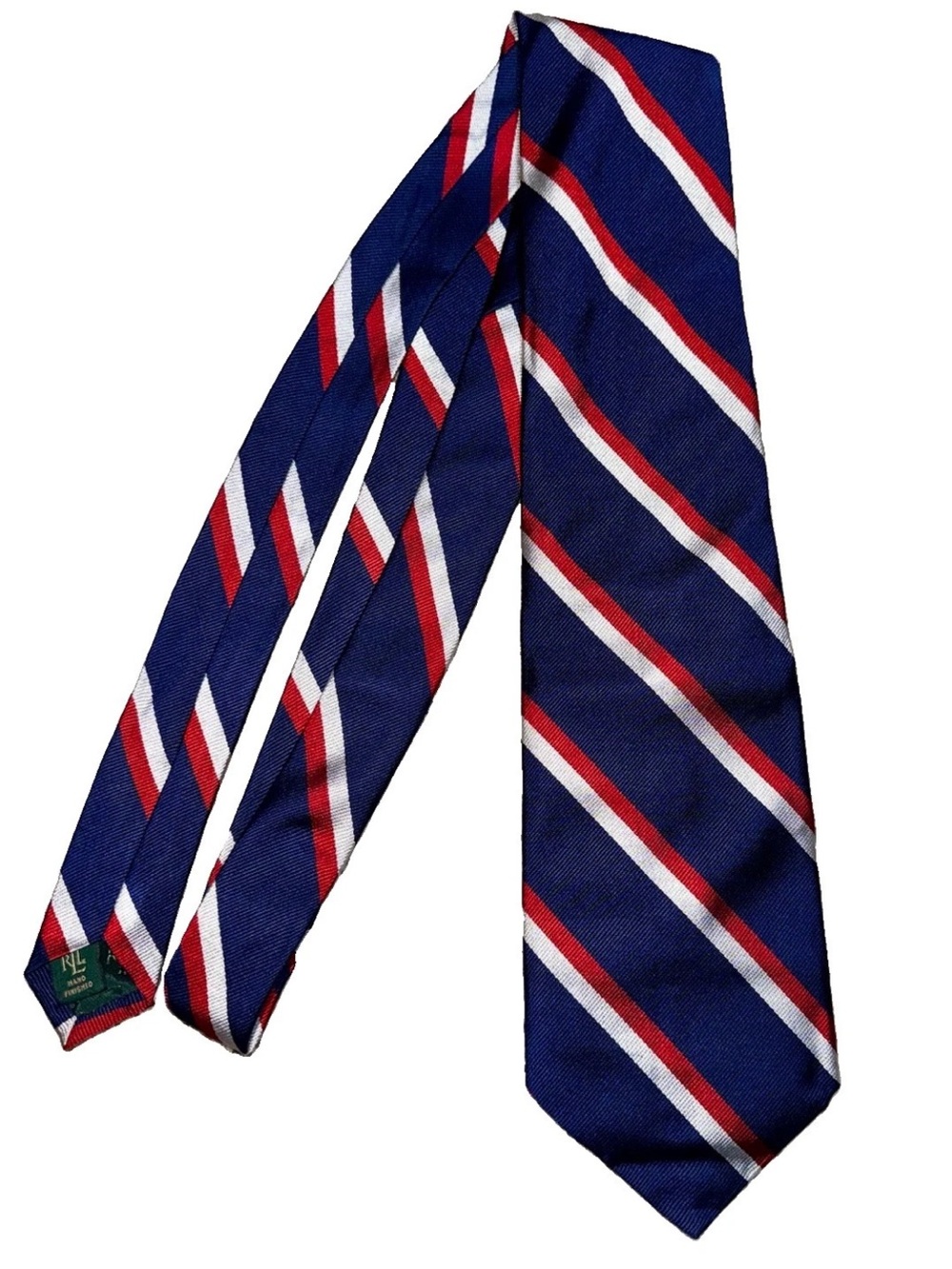 Lauren Ralph Lauren Men's 100% Silk Striped Tie Blue Red White Designer
